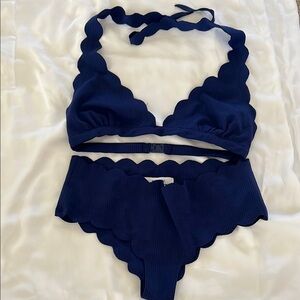 Scalloped Navy Bikini Set